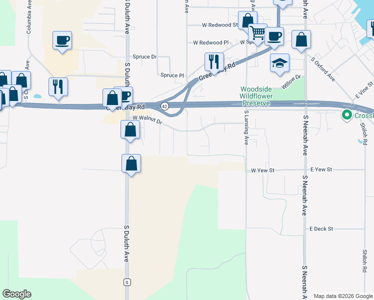 map of restaurants, bars, coffee shops, grocery stores, and more near 928 South Hudson Avenue in Sturgeon Bay