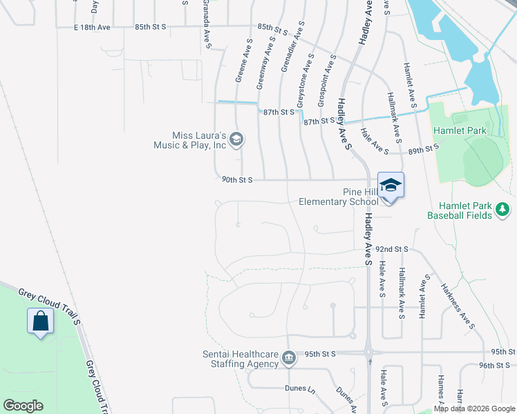 map of restaurants, bars, coffee shops, grocery stores, and more near 6705 91st Street South in Cottage Grove