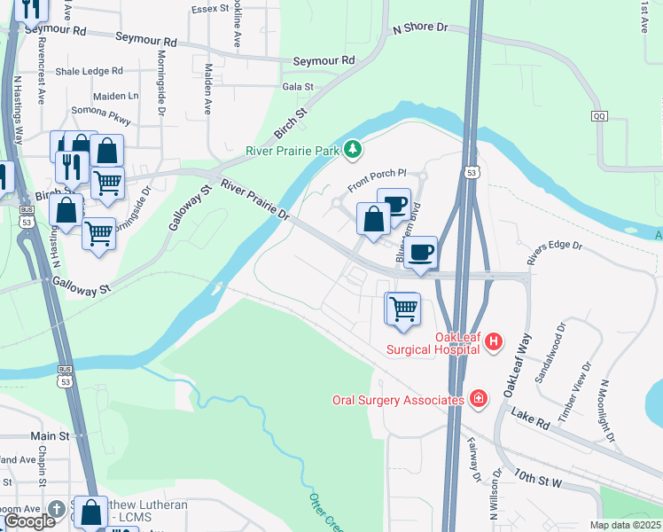 map of restaurants, bars, coffee shops, grocery stores, and more near 1160 Blazing Star Boulevard in Altoona