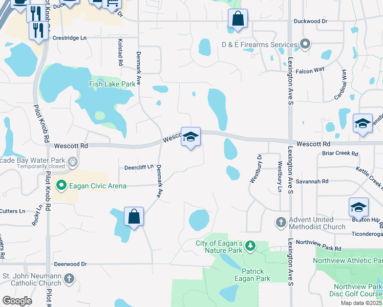 map of restaurants, bars, coffee shops, grocery stores, and more near 3825 Glacier Hills in Eagan