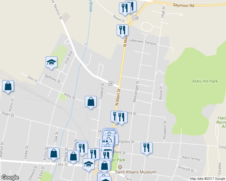 map of restaurants, bars, coffee shops, grocery stores, and more near 2 Lower Newton Road in Saint Albans City