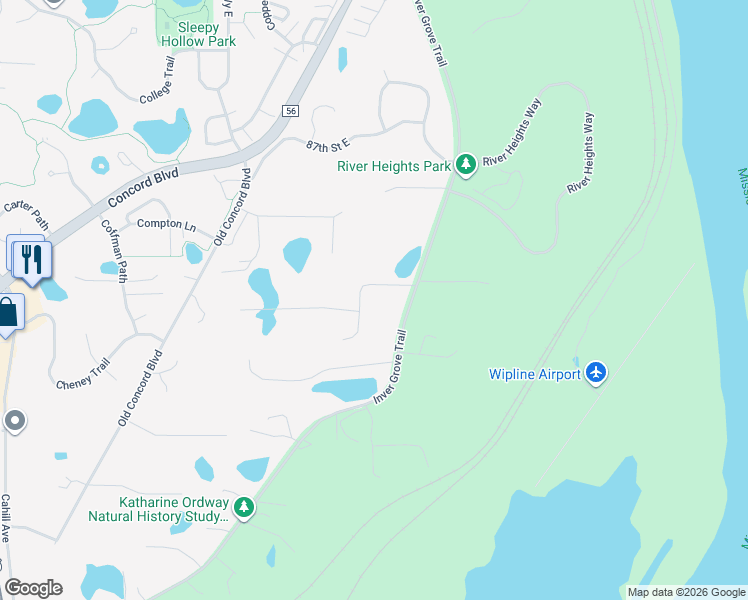 map of restaurants, bars, coffee shops, grocery stores, and more near 4000 90th Street East in Inver Grove Heights