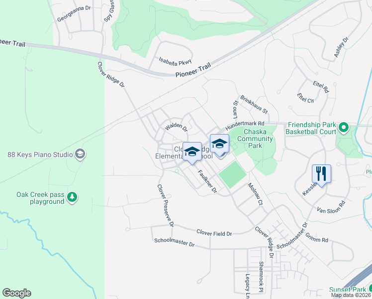 map of restaurants, bars, coffee shops, grocery stores, and more near 114200 Hundertmark Road West in Chaska