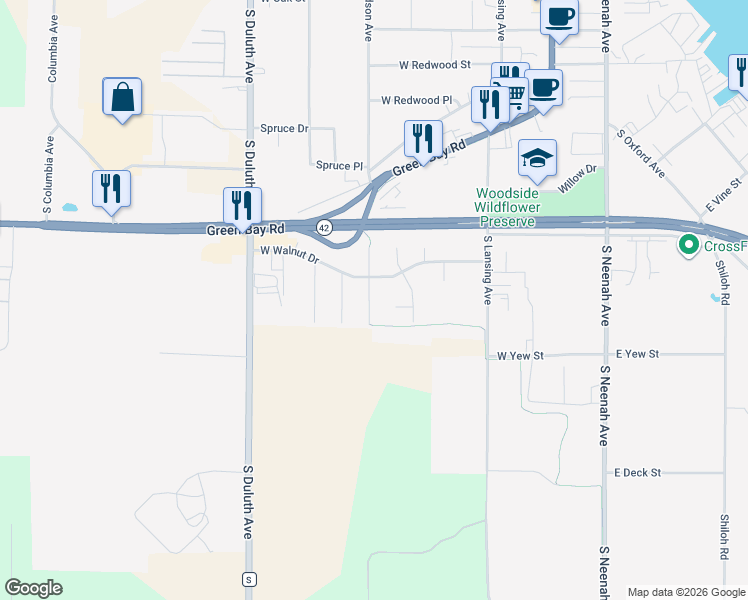 map of restaurants, bars, coffee shops, grocery stores, and more near 928 South Hudson Avenue in Sturgeon Bay