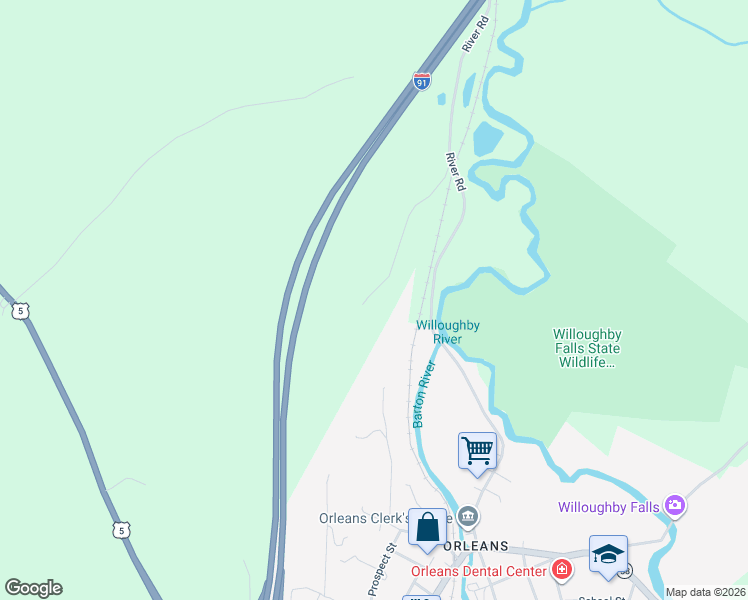 map of restaurants, bars, coffee shops, grocery stores, and more near 99 River Road in Irasburg