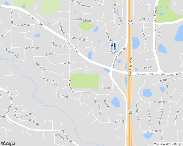 map of restaurants, bars, coffee shops, grocery stores, and more near 10071 Lee Drive in Eden Prairie