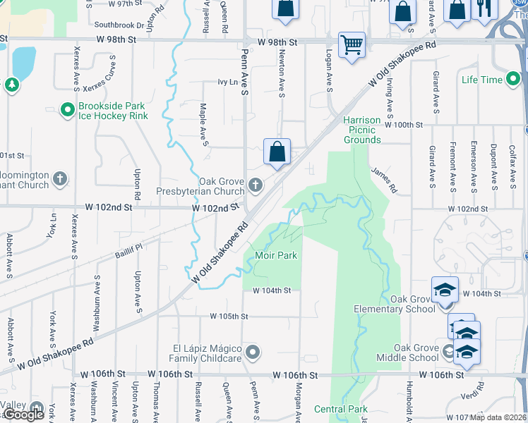 map of restaurants, bars, coffee shops, grocery stores, and more near 2225 Village Terrace in Minneapolis