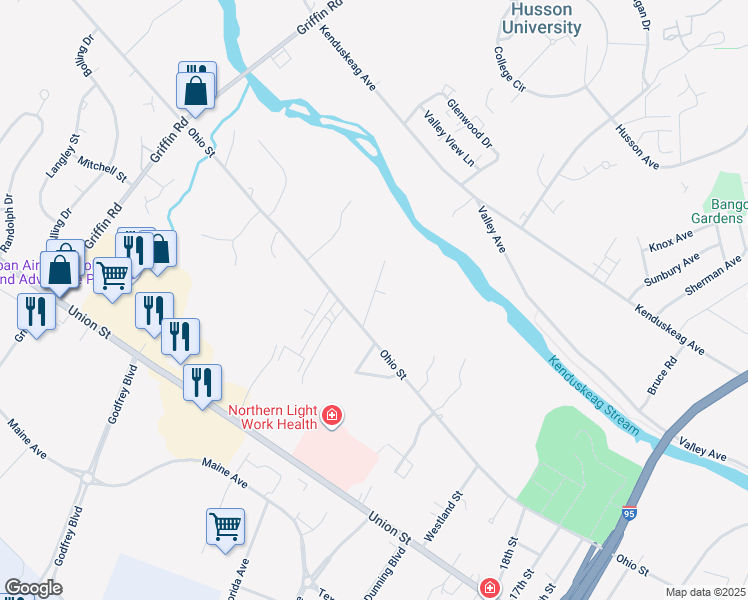 map of restaurants, bars, coffee shops, grocery stores, and more near 743-787 Ohio Street in Bangor