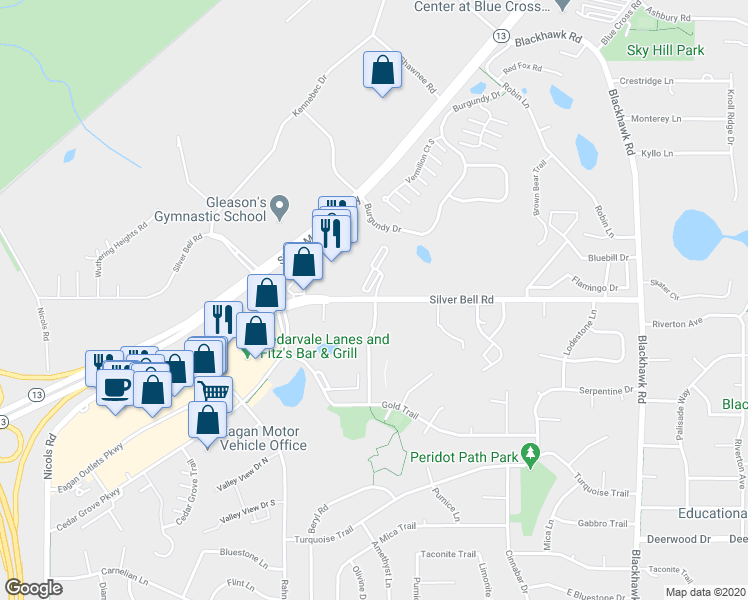 map of restaurants, bars, coffee shops, grocery stores, and more near 3801 Ballantrae Road in Saint Paul