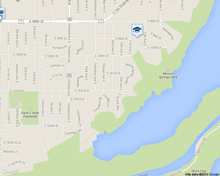 map of restaurants, bars, coffee shops, grocery stores, and more near 10120 Elliot Avenue South in Minneapolis