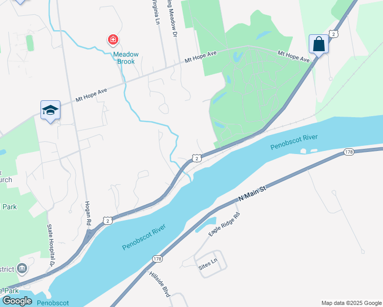 map of restaurants, bars, coffee shops, grocery stores, and more near 998 State Street in Bangor