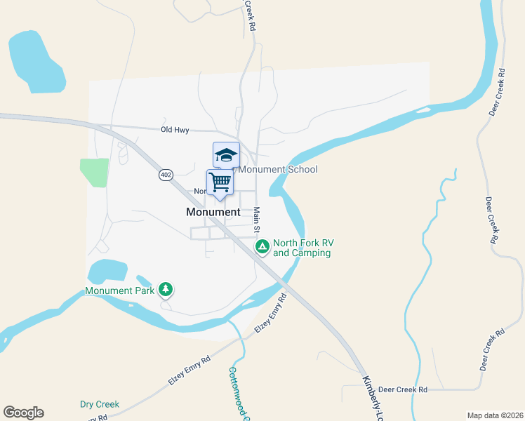 map of restaurants, bars, coffee shops, grocery stores, and more near 298 Main Street in Monument