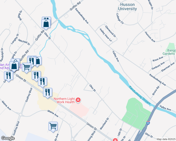 map of restaurants, bars, coffee shops, grocery stores, and more near 791 Ohio Street in Bangor