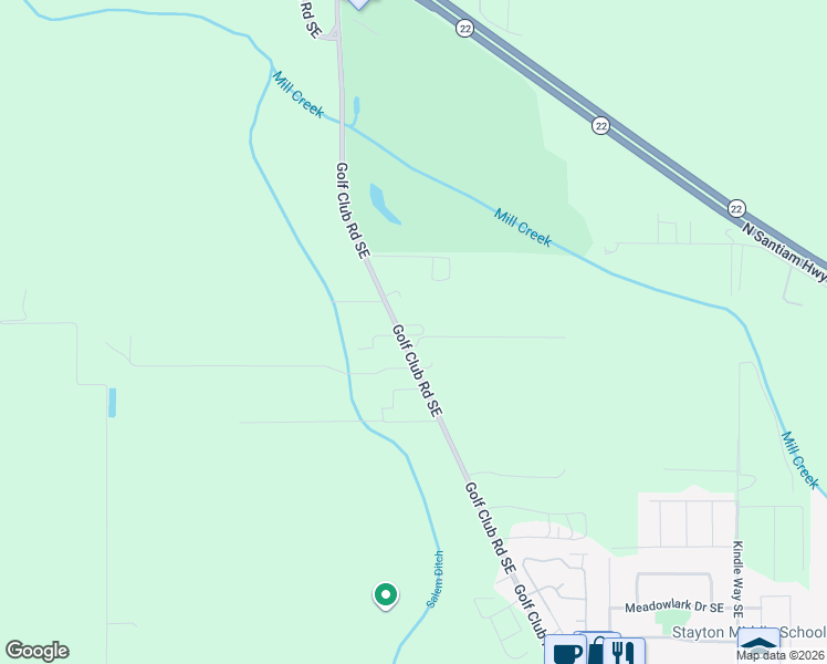 map of restaurants, bars, coffee shops, grocery stores, and more near 9263 Golf Club Rd SE in Aumsville