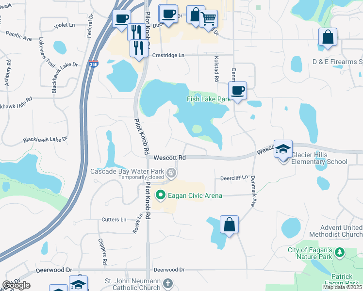 map of restaurants, bars, coffee shops, grocery stores, and more near 3785 Dresden Way in Eagan