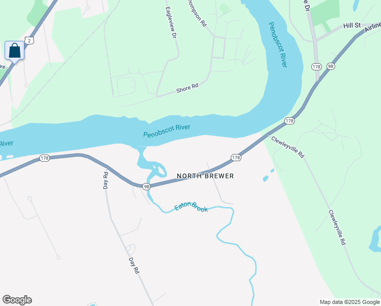 map of restaurants, bars, coffee shops, grocery stores, and more near 1184 North Main Street in Brewer