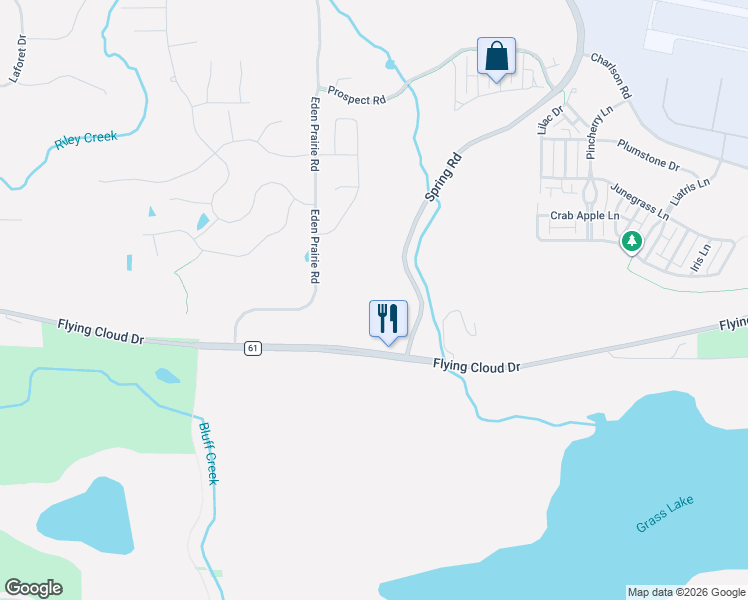 map of restaurants, bars, coffee shops, grocery stores, and more near 10129 Eden Prairie Road in Eden Prairie
