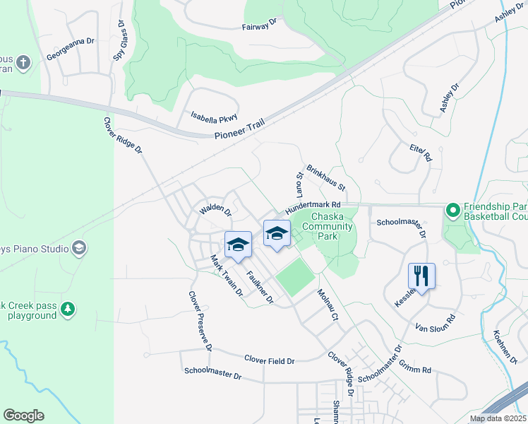 map of restaurants, bars, coffee shops, grocery stores, and more near 2917 Hemingway Drive in Chaska
