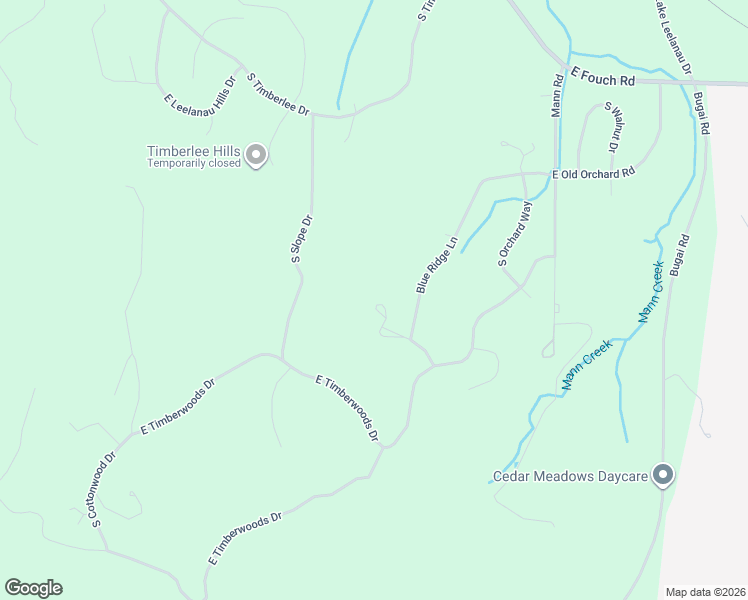 map of restaurants, bars, coffee shops, grocery stores, and more near 11000-11026 Blue Ridge Lane in Traverse City