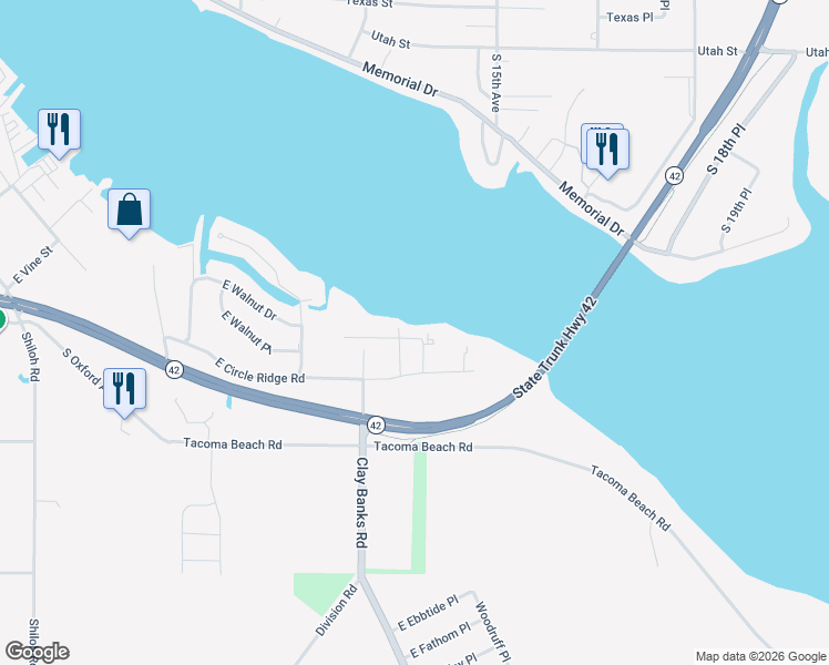 map of restaurants, bars, coffee shops, grocery stores, and more near 839 Circle Ridge Circle in Sturgeon Bay