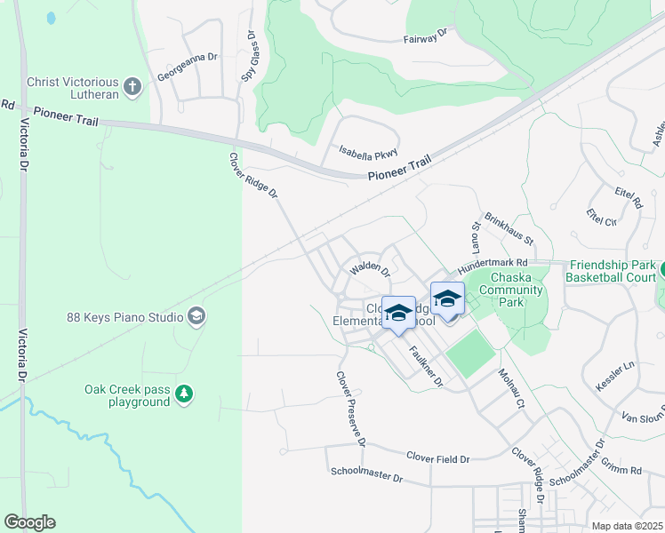map of restaurants, bars, coffee shops, grocery stores, and more near 3116 Thoreau Road in Chaska