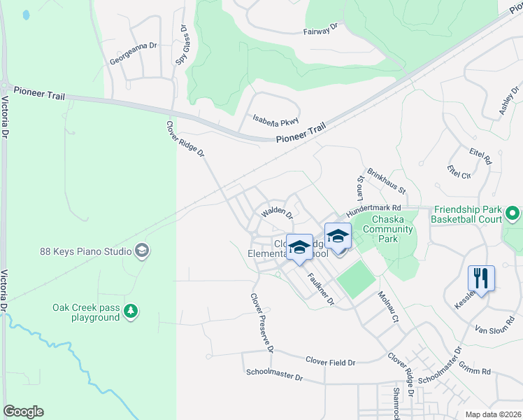map of restaurants, bars, coffee shops, grocery stores, and more near 3056 Walden Drive in Chaska