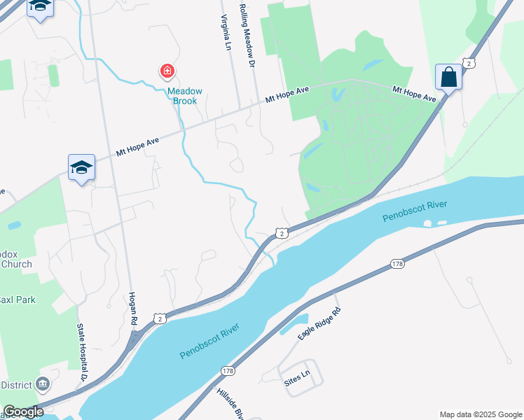 map of restaurants, bars, coffee shops, grocery stores, and more near 998 State Street in Bangor