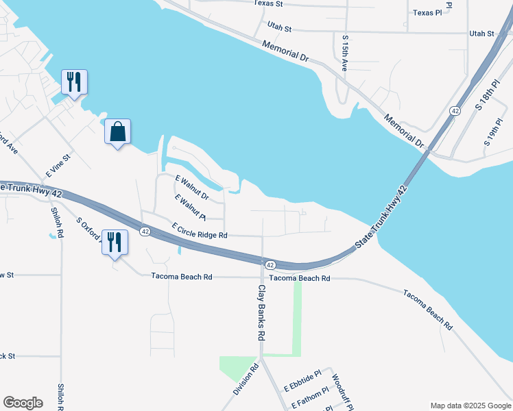map of restaurants, bars, coffee shops, grocery stores, and more near 825 Bridge View Lane in Sturgeon Bay