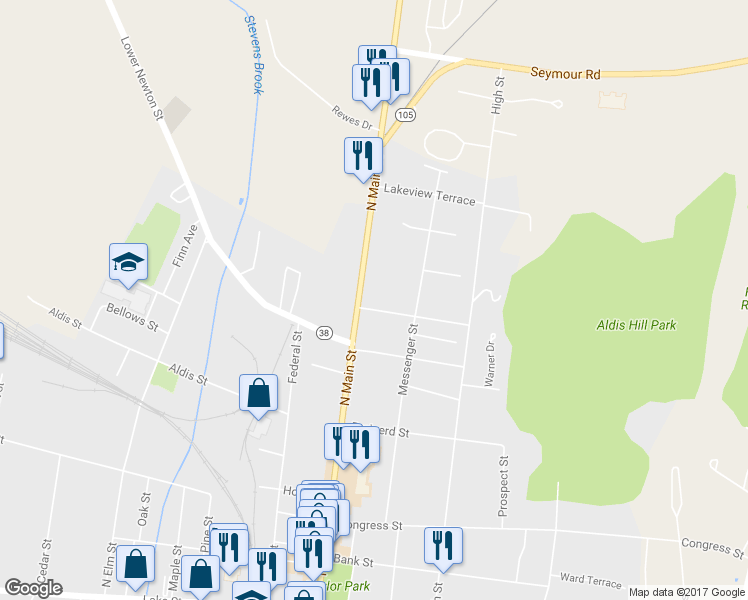 map of restaurants, bars, coffee shops, grocery stores, and more near 221 North Main Street in Saint Albans City