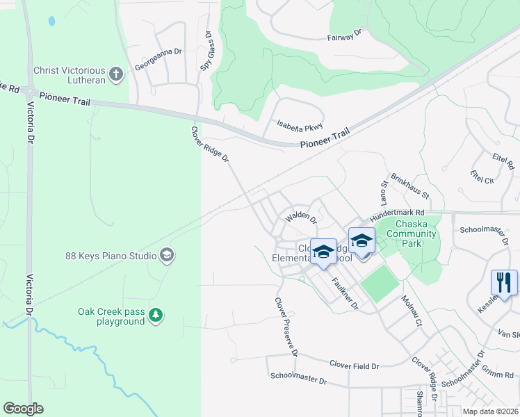 map of restaurants, bars, coffee shops, grocery stores, and more near 3118 Thoreau Road in Chaska