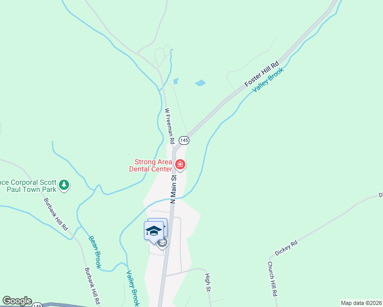 map of restaurants, bars, coffee shops, grocery stores, and more near 435 North Main Street in Strong