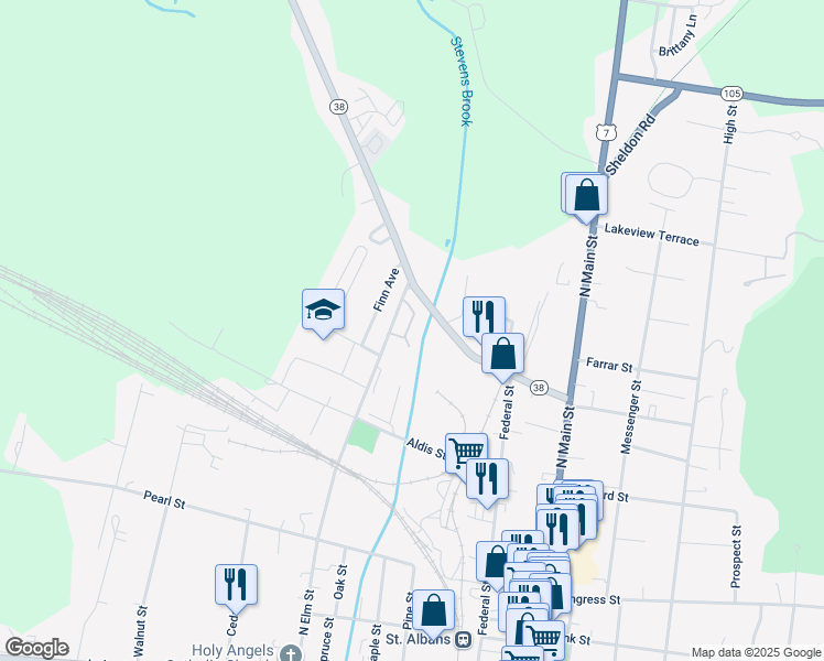 map of restaurants, bars, coffee shops, grocery stores, and more near in Saint Albans City
