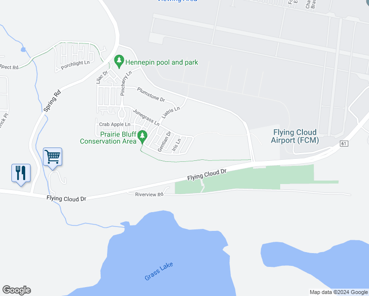 map of restaurants, bars, coffee shops, grocery stores, and more near 10167 Indigo Drive in Eden Prairie