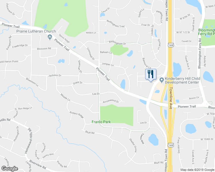 map of restaurants, bars, coffee shops, grocery stores, and more near 10371 Grant Drive in Eden Prairie
