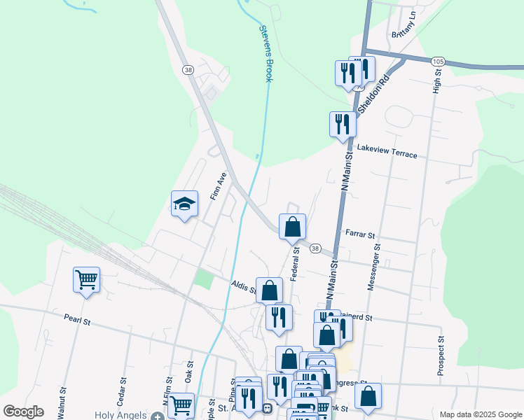map of restaurants, bars, coffee shops, grocery stores, and more near 23 Sunset Meadows in Saint Albans City
