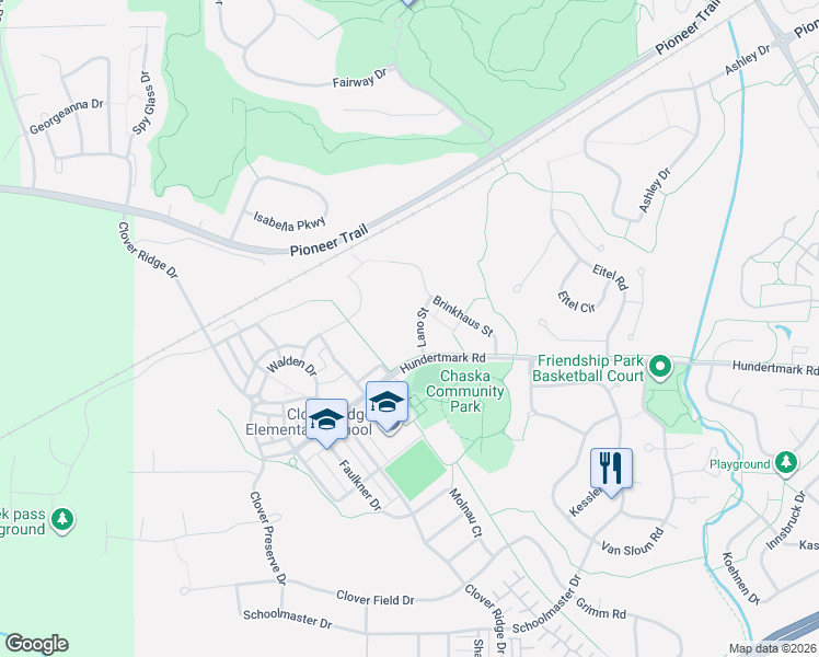 map of restaurants, bars, coffee shops, grocery stores, and more near 2487 Lano Street in Chaska