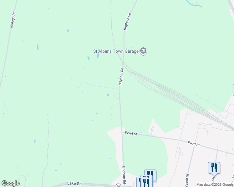 map of restaurants, bars, coffee shops, grocery stores, and more near 141 Brigham Road in Saint Albans City