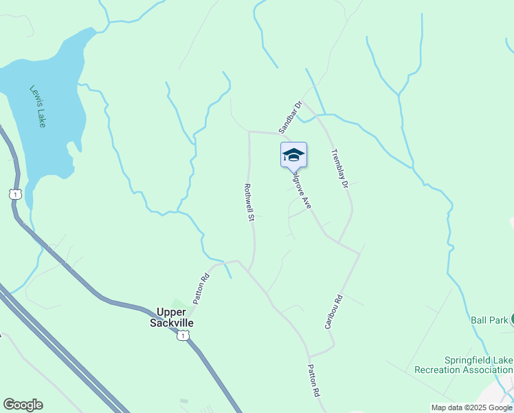 map of restaurants, bars, coffee shops, grocery stores, and more near 18 Rothwell Street in Upper Sackville