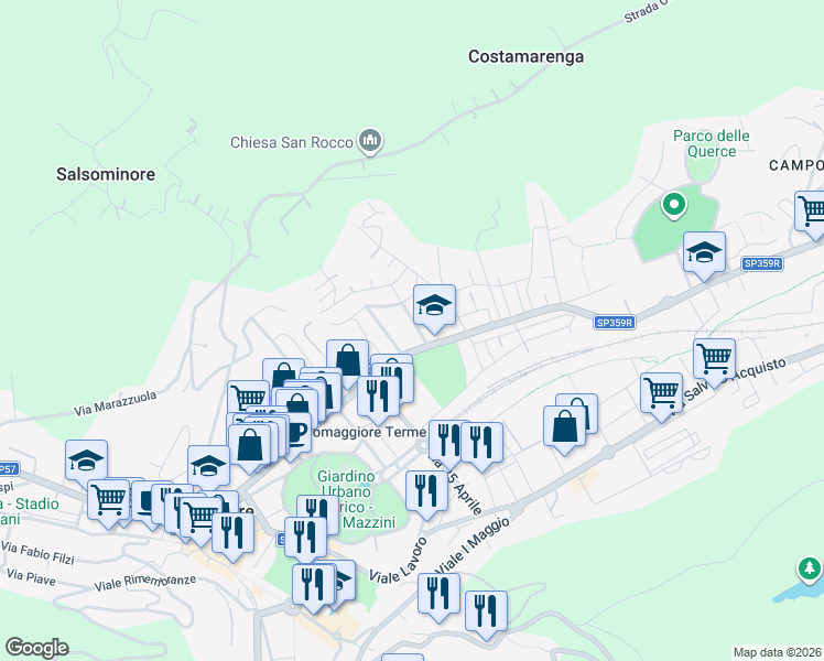 map of restaurants, bars, coffee shops, grocery stores, and more near 20 Via Gianbattista Bodoni in Salsomaggiore Terme