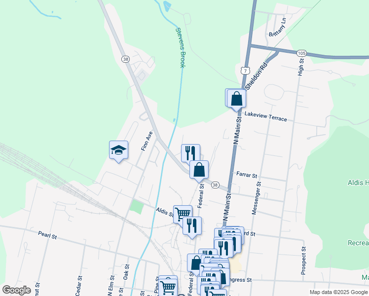 map of restaurants, bars, coffee shops, grocery stores, and more near 23 Sunset Meadows in Saint Albans City