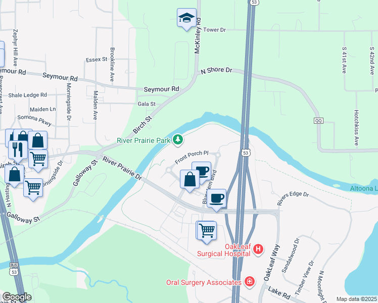 map of restaurants, bars, coffee shops, grocery stores, and more near 1488 Front Porch Place in Altoona