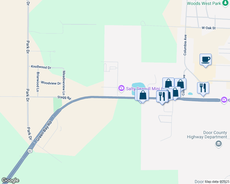 map of restaurants, bars, coffee shops, grocery stores, and more near 415 Grant Avenue in Sturgeon Bay