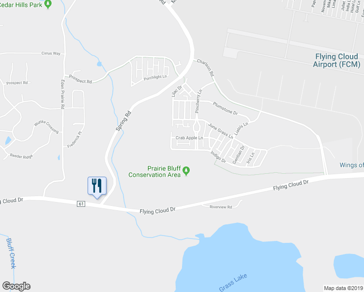 map of restaurants, bars, coffee shops, grocery stores, and more near 10033 Indigo Drive in Eden Prairie