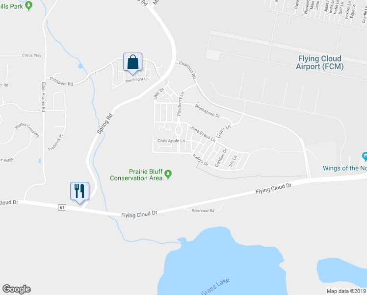 map of restaurants, bars, coffee shops, grocery stores, and more near 10005 Pincherry Lane in Eden Prairie
