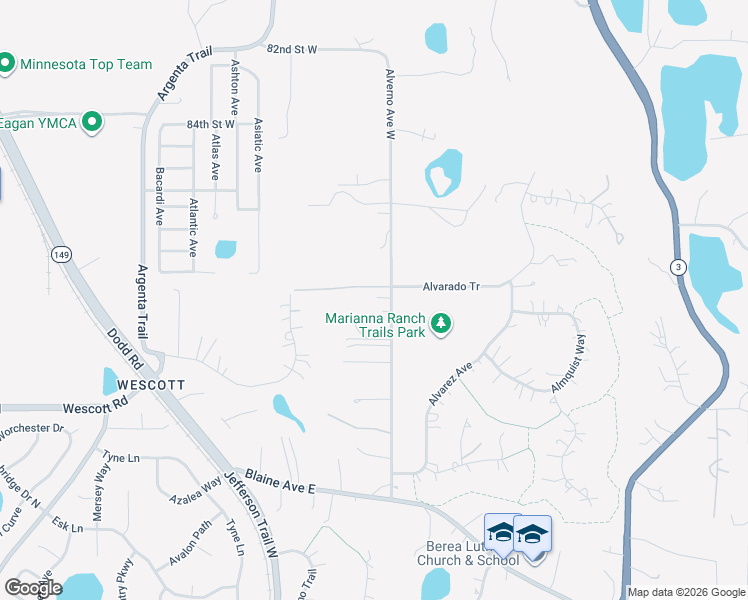 map of restaurants, bars, coffee shops, grocery stores, and more near 8731 Alverno Avenue West in Inver Grove Heights
