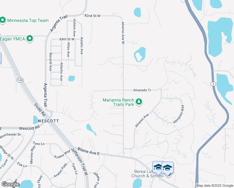 map of restaurants, bars, coffee shops, grocery stores, and more near 8731 Alverno Ave in Inver Grove Heights