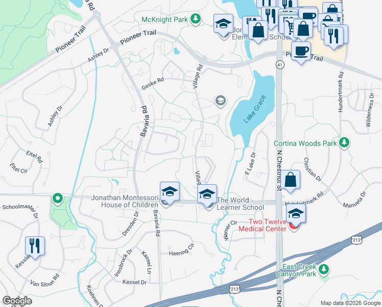map of restaurants, bars, coffee shops, grocery stores, and more near 110152 Stanford Circle in Chaska
