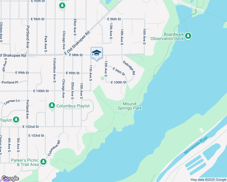 map of restaurants, bars, coffee shops, grocery stores, and more near 1401 East 100th Street in Bloomington