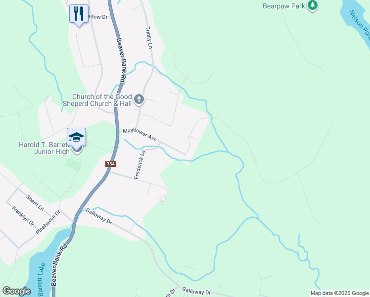 map of restaurants, bars, coffee shops, grocery stores, and more near 110 Pennington Drive in Beaver Bank