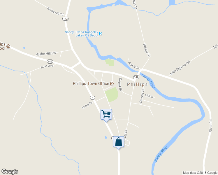 map of restaurants, bars, coffee shops, grocery stores, and more near 28 Russell Street in Phillips
